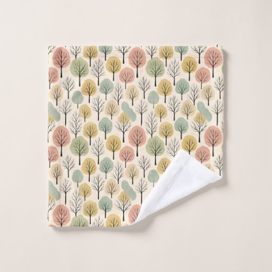 Minimalistische Herfst Tree Pattern Pastel Herfstb Bad Handdoek (Wasdoekje)
