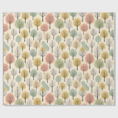 Minimalistische Herfst Tree Pattern Pastel Herfstb Cadeaupapier (Vlak)