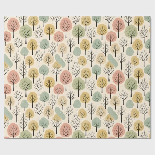 Minimalistische Herfst Tree Pattern Pastel Herfstb Cadeaupapier (Vlak)