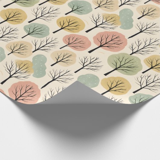 Minimalistische Herfst Tree Pattern Pastel Herfstb Cadeaupapier (Hoek)