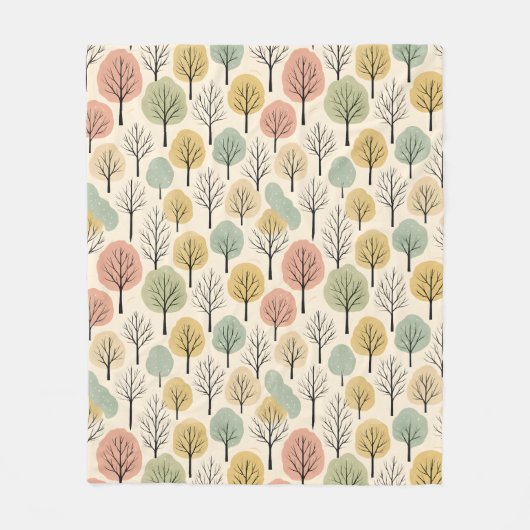 Minimalistische Herfst Tree Pattern Pastel Herfstb Fleece Deken (Voorkant)