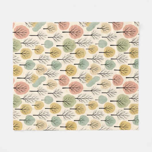 Minimalistische Herfst Tree Pattern Pastel Herfstb Fleece Deken (Voorkant (Horizontaal))