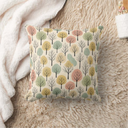 Minimalistische Herfst Tree Pattern Pastel Herfstb Kussen