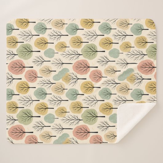 Minimalistische Herfst Tree Pattern Pastel Herfstb Sherpa Deken (Voorkant (horizontaal))