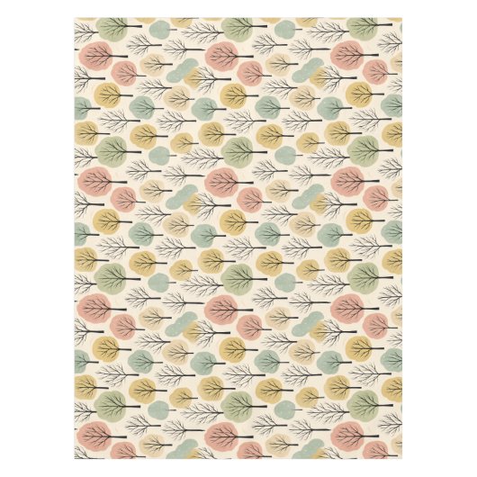 Minimalistische Herfst Tree Pattern Pastel Herfstb Tafelkleed (Voorkant)