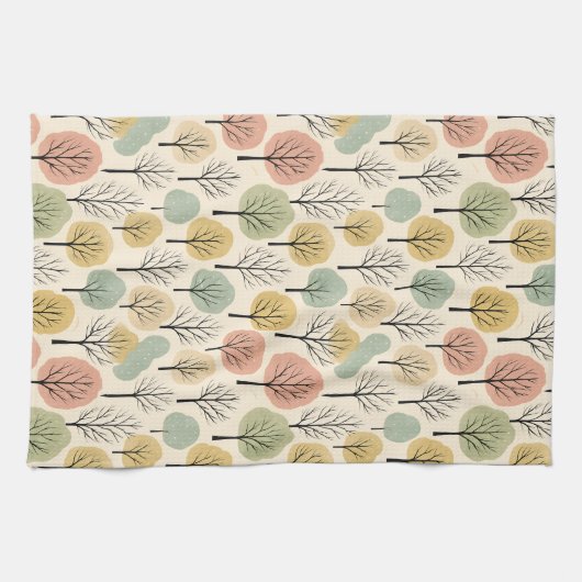 Minimalistische Herfst Tree Pattern Pastel Herfstb Theedoek (Horizontaal)