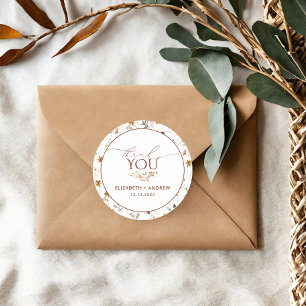 Minimalistische Herfst Wildflowers Bruiloft Ronde Sticker