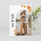 Minimalistische herfstbladeren, 2 foto Save the Da Kaart (Staand voorkant)