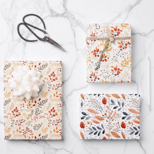 Minimalistische herfstbladeren - Autumn Elegance Inpakpapier Vel (Voorkant)