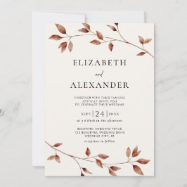 Minimalistische herfstbladeren botanische bruiloft kaart