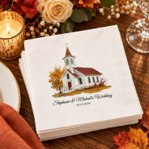 Minimalistische herfstbladeren kerk bruiloft