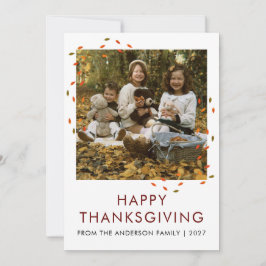 Minimalistische herfstbladeren Thanksgiving famili Feestdagenkaart