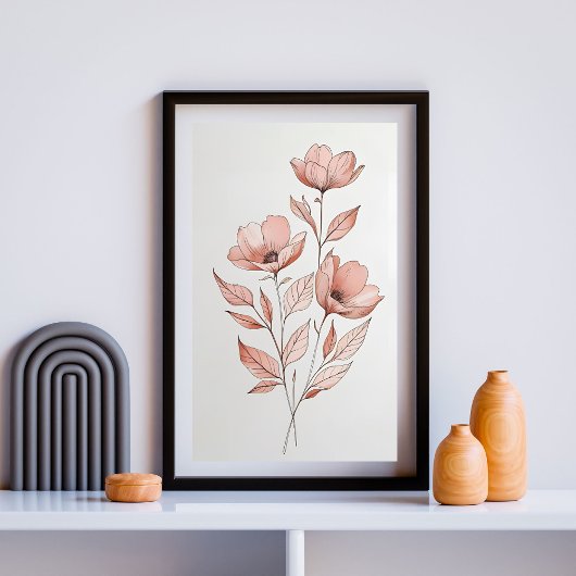 Minimalistische herfstbloesems poster