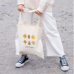 Minimalistische herfstboom en pompoen tote bag
