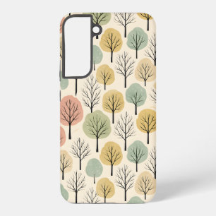 Minimalistische herfstboompatroon zachte herfstbos samsung galaxy hoesje