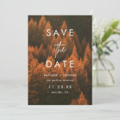 Minimalistische herfstbossen Save the Date (Staand voorkant)