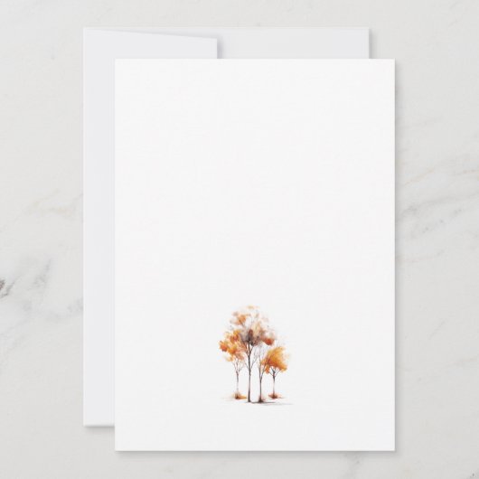 Minimalistische herfstbruiloft kaart (Achterkant)