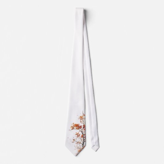 Minimalistische herfstloof witte stropdas (Voorkant)
