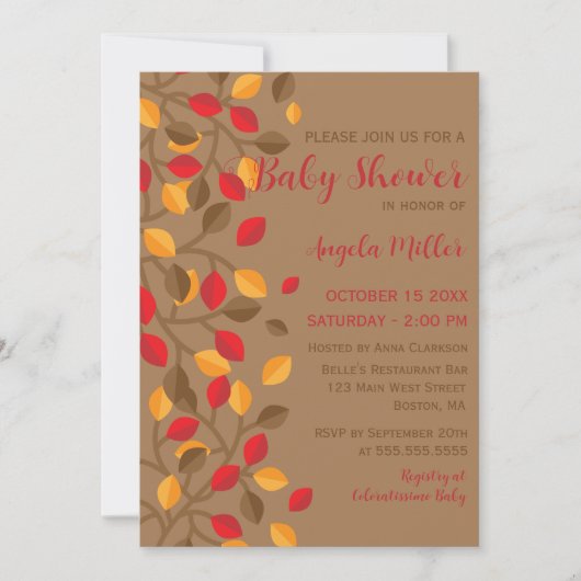 Minimalistische herfstval laat Baby shower achter Kaart (Voorkant)