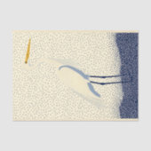 Minimalistische Heron, Crème & Navy Stippen, BW4 D Tissuepapier (Voorkant)