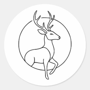 Minimalistische hertenlijn kunst – Bosdier kunst Ronde Sticker