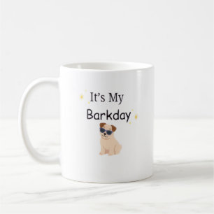 Minimalistische 'Het is mijn Barkday' honden mok