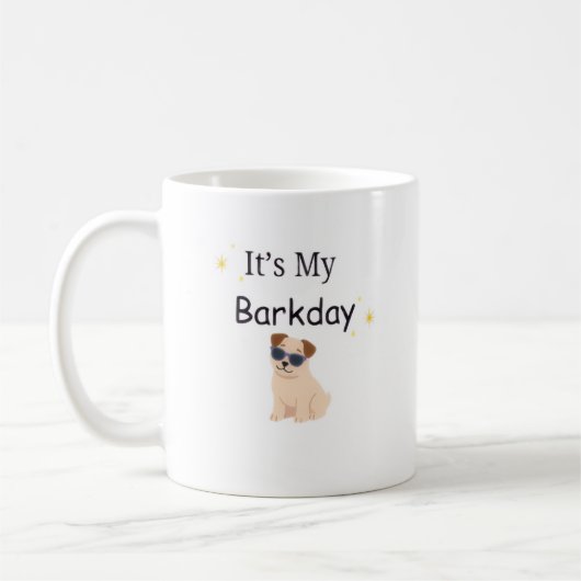 Minimalistische 'Het is mijn Barkday' honden mok (Links)