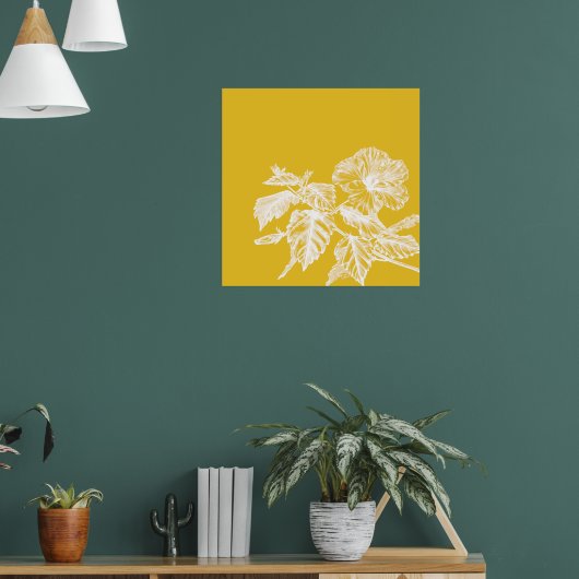 Minimalistische Hibiscus Bloemlijnkunst Poster (Woonkamer 1)