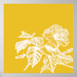 Minimalistische Hibiscus Bloemlijnkunst Poster