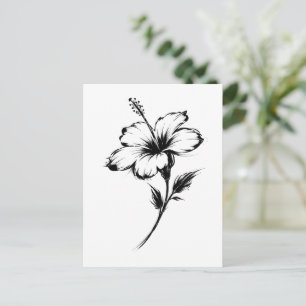 Minimalistische Hibiscuspenseelstreek Illustratie  Briefkaart