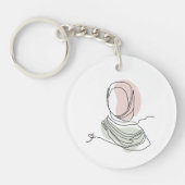 Minimalistische Hijab Lijnkunst Cirkel - Acrylsleu Sleutelhanger (Voorkant)