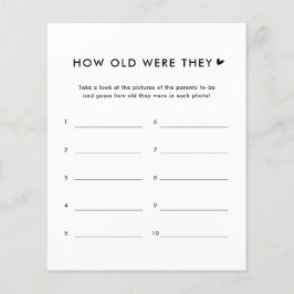 Minimalistische 'Hoe oud waren ze' baby shower spe