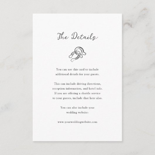 Minimalistische Hoefijzer bruiloft | Gastgegevens Informatiekaartje (Voorkant)