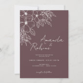 Minimalistische hoek Bloemenlijn Kunst bruiloft ui Kaart (Voorkant)