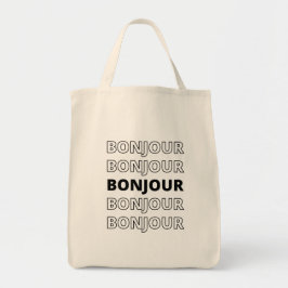 Minimalistische Holle Typografische Bonjour Tote Bag