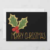 Minimalistische Holly Berries borduurwerk Kerstmis Feestdagenkaart (Voorkant)