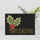 Minimalistische Holly-bessen Borduurwerk Kerstmis Feestdagenkaart (Staand voorkant)