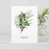Minimalistische Holly Vrede Feestdagenkaart (Staand voorkant)