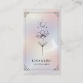 Minimalistische holografische bloemencode QR-code Visitekaartje (Voorkant)