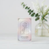 Minimalistische holografische bloemencode QR-code Visitekaartje (Staand voorkant)