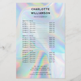 Minimalistische holografische prijslijst voor bedr flyer