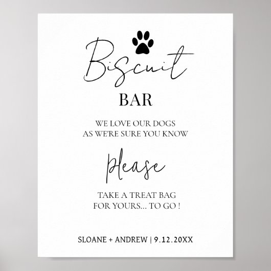 Minimalistische hond behandelen bruiloft gunsten k poster (Voorkant)