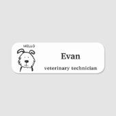 Minimalistische Hond Dierenarts Assistent Naamplaatje (Voorkant)