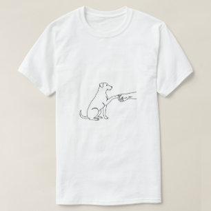Minimalistische hond Fist Bump Lijn Kunst T-Shirt