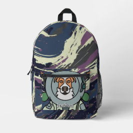 Minimalistische hond in de ruimte | Grappig & Scha Bedrukte Rugzak