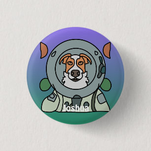 Minimalistische hond in de ruimte Grappig & Scha Ronde Button 3,2 Cm