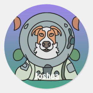 Minimalistische hond in de ruimte Grappig & Scha Ronde Sticker