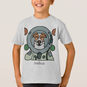 Minimalistische hond in de ruimte   Grappig & Scha T-shirt