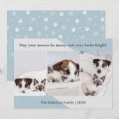 Minimalistische Hond Kat Fotocollage Moderne Kerst Feestdagenkaart (Voorkant / Achterkant)