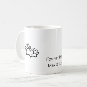 Minimalistische hond kat poot hart aangepaste naam koffiemok